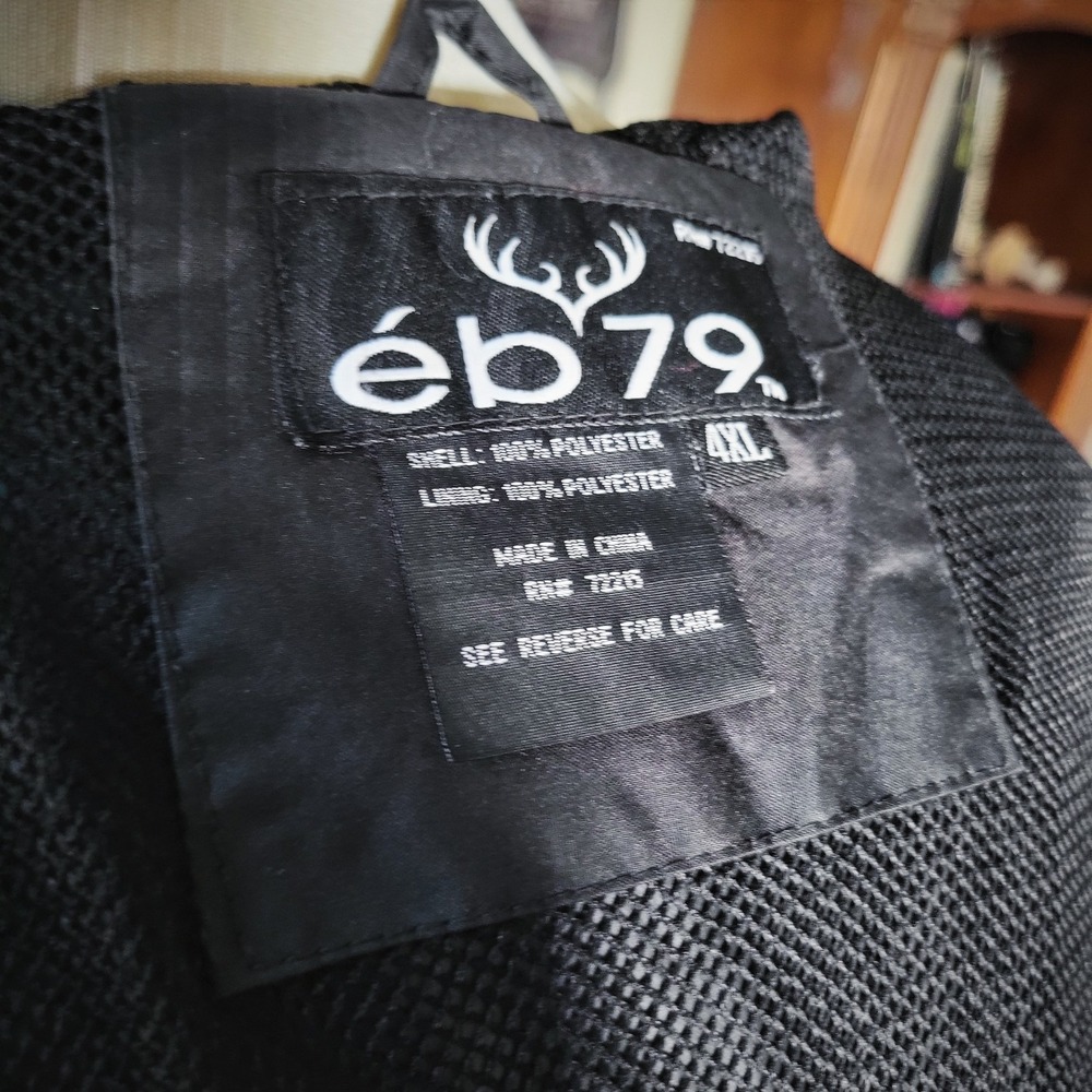 eb79 Windbreaker Jacket Black Hooded Full Zip Lightweight Plus Size Mens 4XL New - Picture 6 of 6